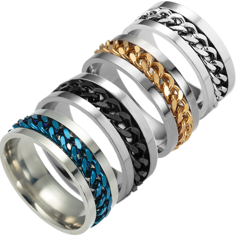 Bague tournante en acier inoxydable - Bijoux tendance pour tous - LUXARAH