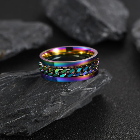 Bague tournante en acier inoxydable - Bijoux tendance pour tous - LUXARAH