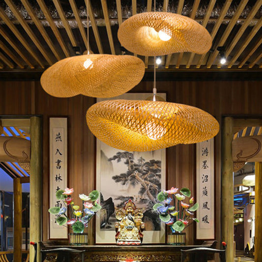 Lustre en bambou, lampe de salon de thé zen chinoise