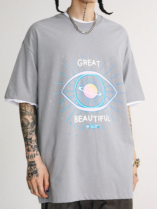 T-shirt surdimensionné à manches courtes personnalisé Dream Eyes - LUXARAH