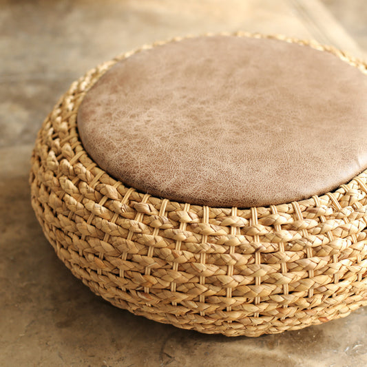 Coussin futon rond et épais en rotin tissé - LUXARAH