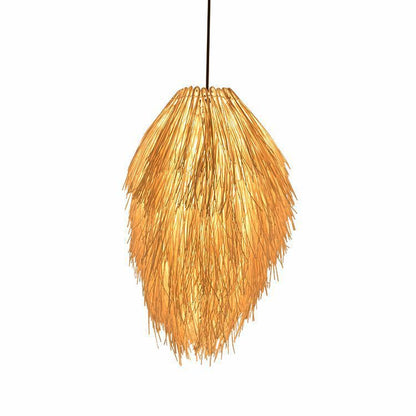 Lustre en rotin idyllique pour hôtel, Lustre créatif en forme de pomme de pin