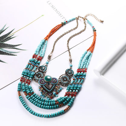 Collier pendentif, bohème pour femme, 60 cm, bijou ethnique, cadeau pour amie - LUXARAH