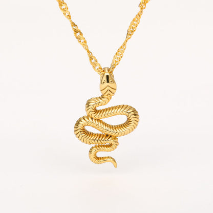 Colliers serpent en acier inoxydable pour femmes et hommes, couleur or et argent, pendentif animal du zodiaque, chaîne de cou, bijoux