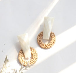 Boucles d'oreilles en paille de bambou et rotin - LUXARAH
