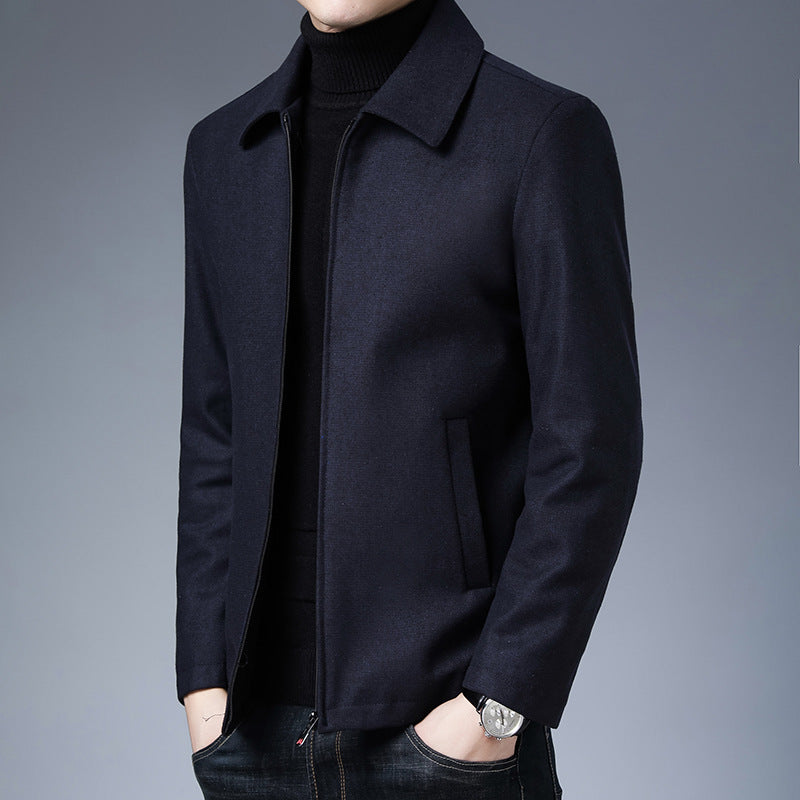 Veste à col polo, manteau à fermeture éclair, style basique