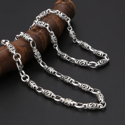 Collares de plata tailandeses vintage para hombre y mujer, con el clásico y popular patrón de letra S.