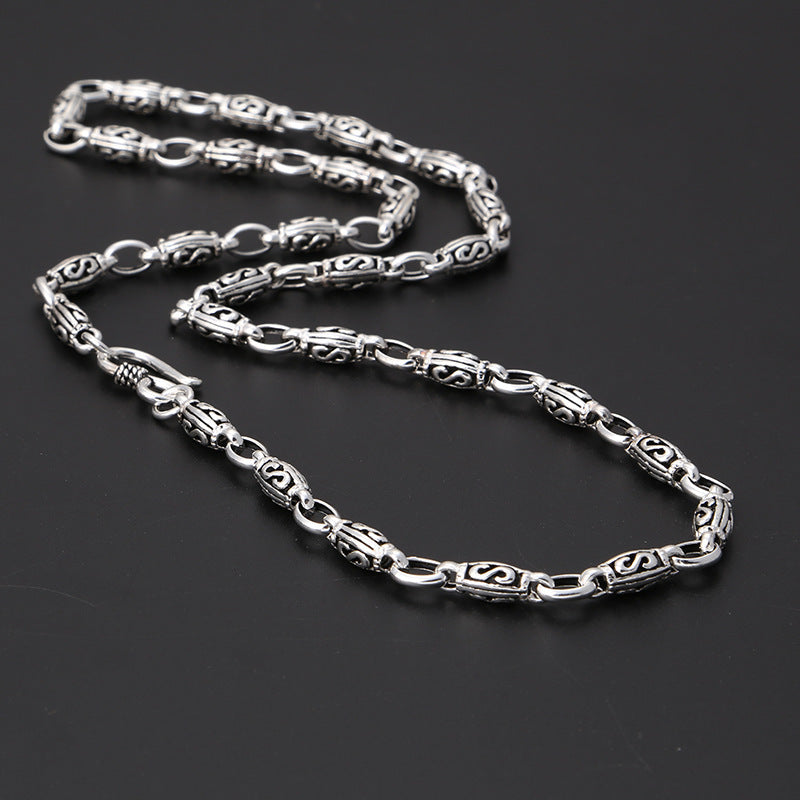 Collares de plata tailandeses vintage para hombre y mujer, con el clásico y popular patrón de letra S.