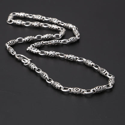 Collares de plata tailandeses vintage para hombre y mujer, con el clásico y popular patrón de letra S.