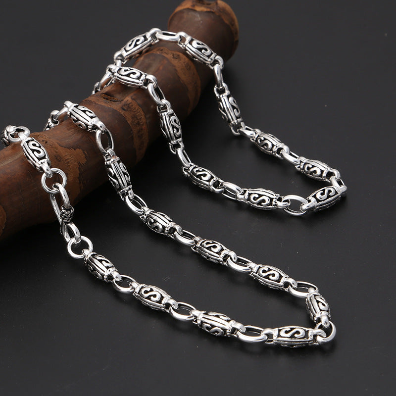 Collares de plata tailandeses vintage para hombre y mujer, con el clásico y popular patrón de letra S.