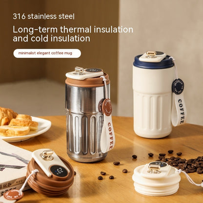 Bouteille isotherme numérique intelligente, tasse à café portable, bouteille d'eau en acier inoxydable, tasse isotherme pour voiture, garde le froid, bouteilles sous vide 450 ml