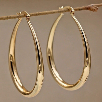 Bijoux Chic Boucles d'oreilles géométriques ovales en acier inoxydable - Élégance moderne et audacieuse