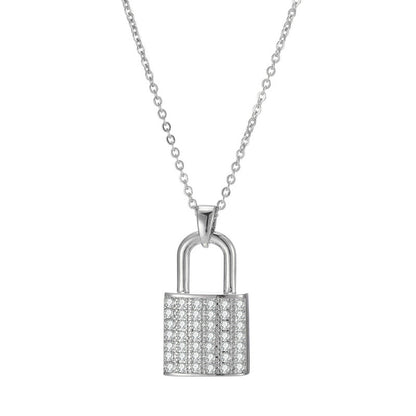 Colliers de luxe avec cadenas en zircon pour amoureux