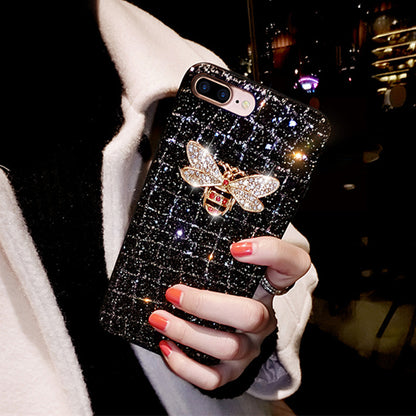 Coque de téléphone à paillettes avec abeille
