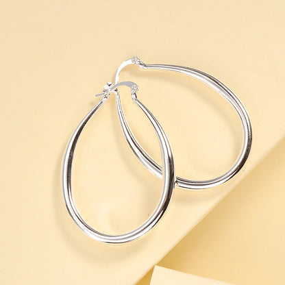 Bijoux Chic Boucles d'oreilles géométriques ovales en acier inoxydable - Élégance moderne et audacieuse