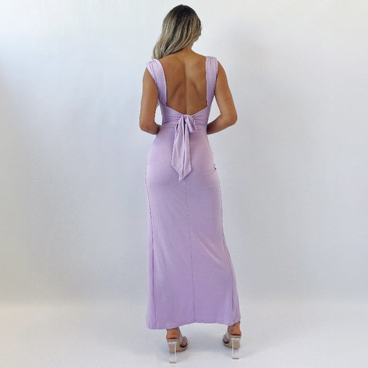 Robe fendue sans manches, slim, avec lien au dos, design tendance - LUXARAH