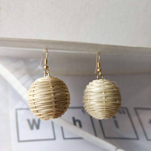 Boucles d'oreilles vintage en rotin, faites à la main, en paille - LUXARAH