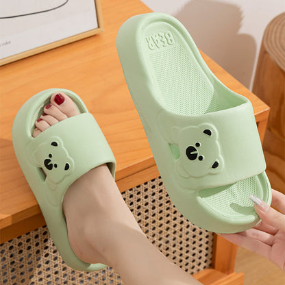 Pantoufles mignonnes en forme d'ourson, tendance pour l'été, semelle épaisse, antidérapantes, pour salle de bain, pour femmes et hommes, pour couples