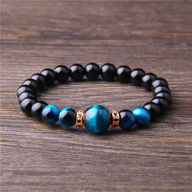 Bracelets en pierres naturelles et perles œil de tigre pour homme - LUXARAH