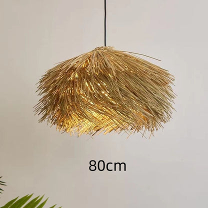 Plafonnier en rotin, Lustre vintage en rotin de style chinois - LUXARAH