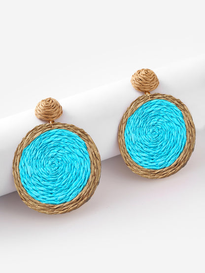 Boucles d'oreilles bohèmes tissées à la main en rotin synthétique - LUXARAH
