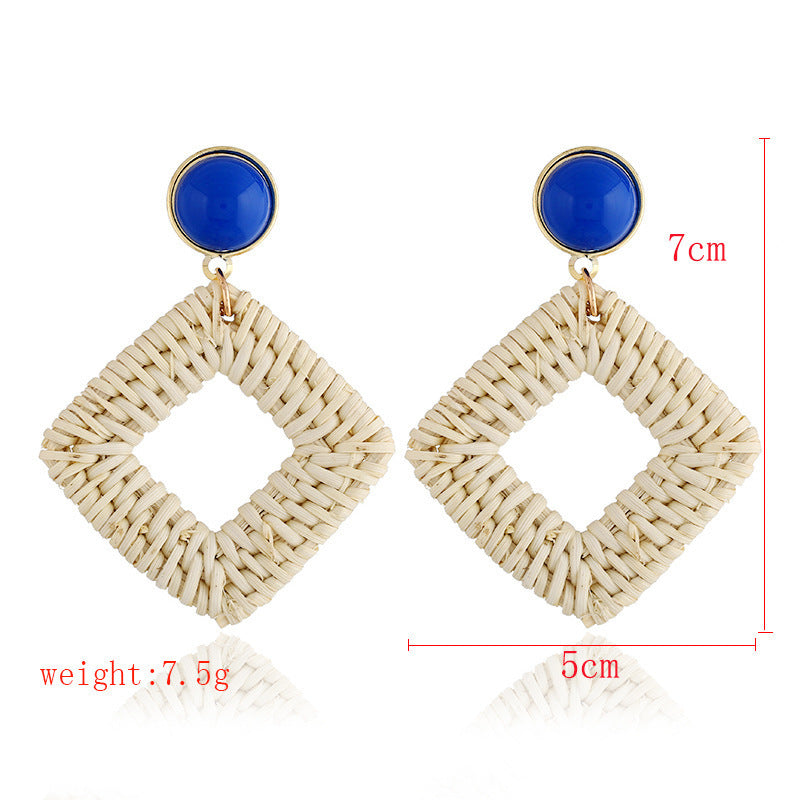 Boucles d'oreilles en bambou et rotin tissés à la main, boucles d'oreilles tribales en rotin - LUXARAH