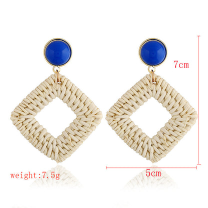 Boucles d'oreilles en bambou et rotin tissés à la main, boucles d'oreilles tribales en rotin - LUXARAH