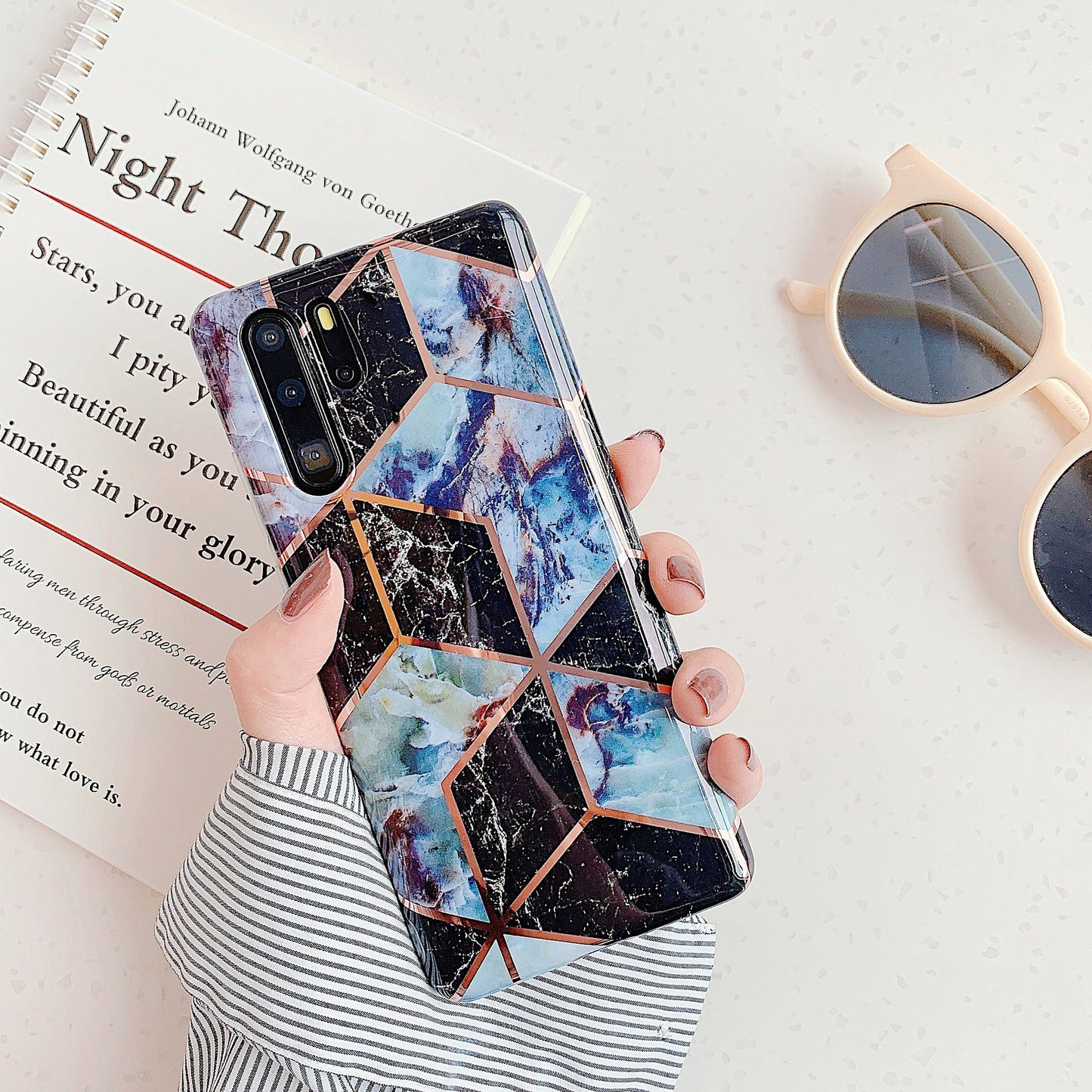 Étui de téléphone portable en marbre électrolytique