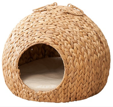 Lit circulaire en rotin tissé pour chat - LUXARAH