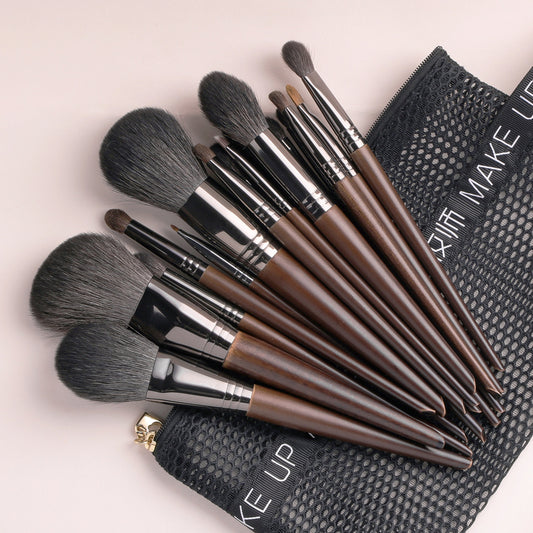 Ensemble de pinceaux de maquillage naturels, pinceau à paupières, chèvre - LUXARAH