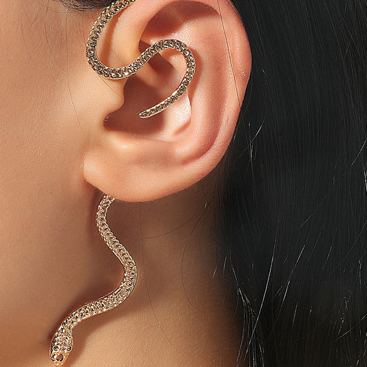 Boucles d'oreilles vintage en zircone, sans trou, en forme de serpent, pour femmes, faux cartilage exagéré, bijoux tendance, cadeaux