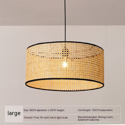Plafonnier japonais en rotin style nordique pour chambre à coucher et salle à manger - LUXARAH