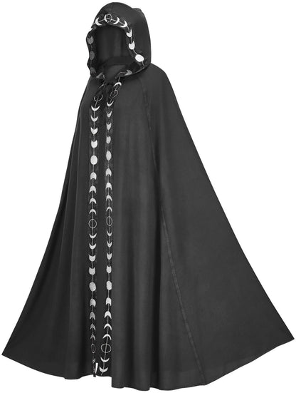 Cloak de Médiéval Fantaisie - Cape à Capuche Imprimée en 5 Couleurs pour Cosplay Halloween et Festivals