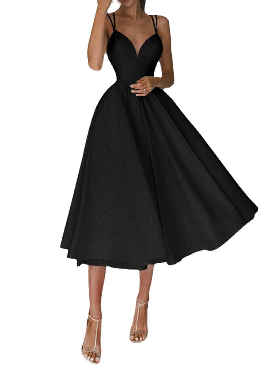 Sexy V-neck Suspender Dress Summer Fashion A-Line Long Dresses For Women - LUXARAH