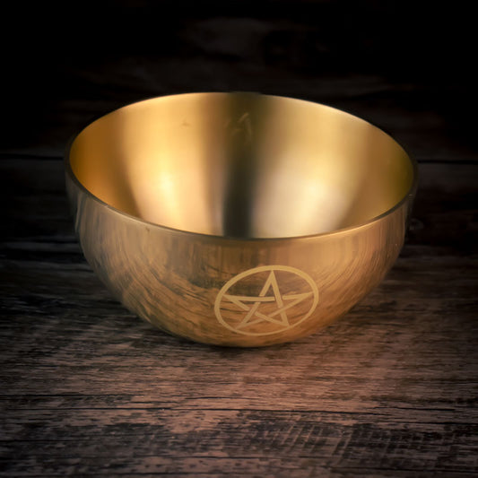 Bol de méditation en cuivre imprimé pentagramme