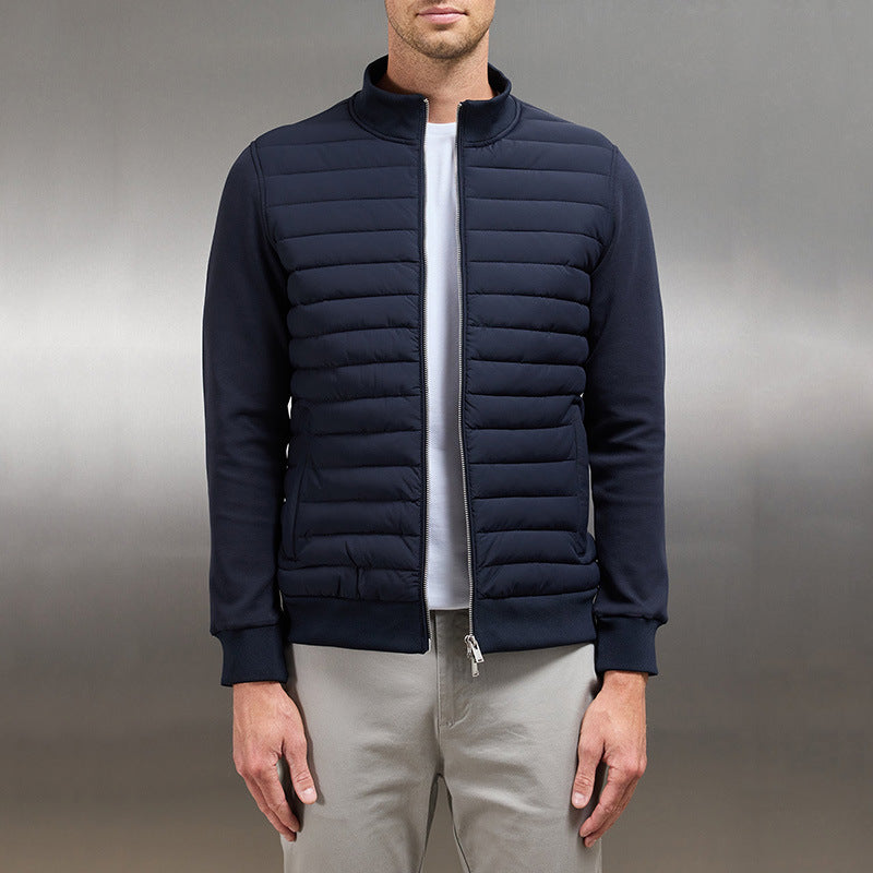 Manteau léger à col montant pour homme, veste tricotée à coutures tendance, vêtements d'hiver