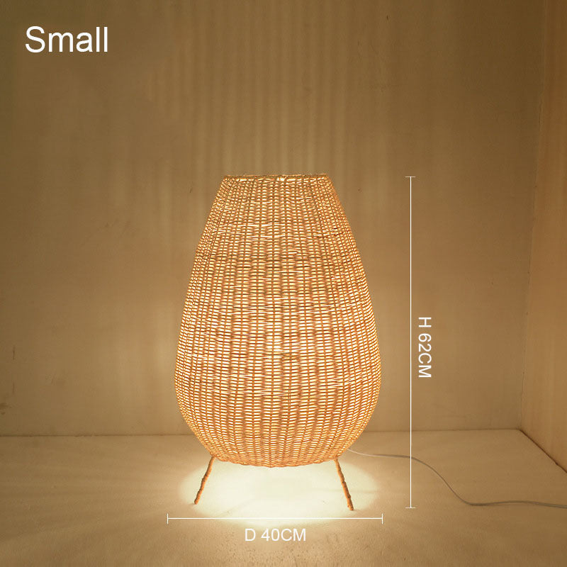 Lampadaire de style japonais en rotin pour salon et chambre à coucher - LUXARAH