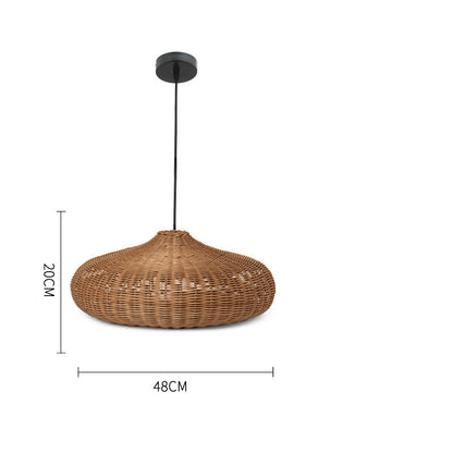 Lustre double tissé en rotin pour la maison - LUXARAH