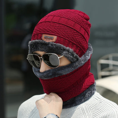 Ensemble bonnet et écharpe d'hiver en tricot chaud, doublé polaire épaisse, cache-cou pour homme et femme
