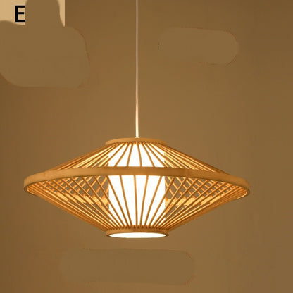 Lustre en bambou pour restaurant chinois, hôtel, famille d'accueil, chambre à coucher, balcon, lanterne, lampe à riz - LUXARAH