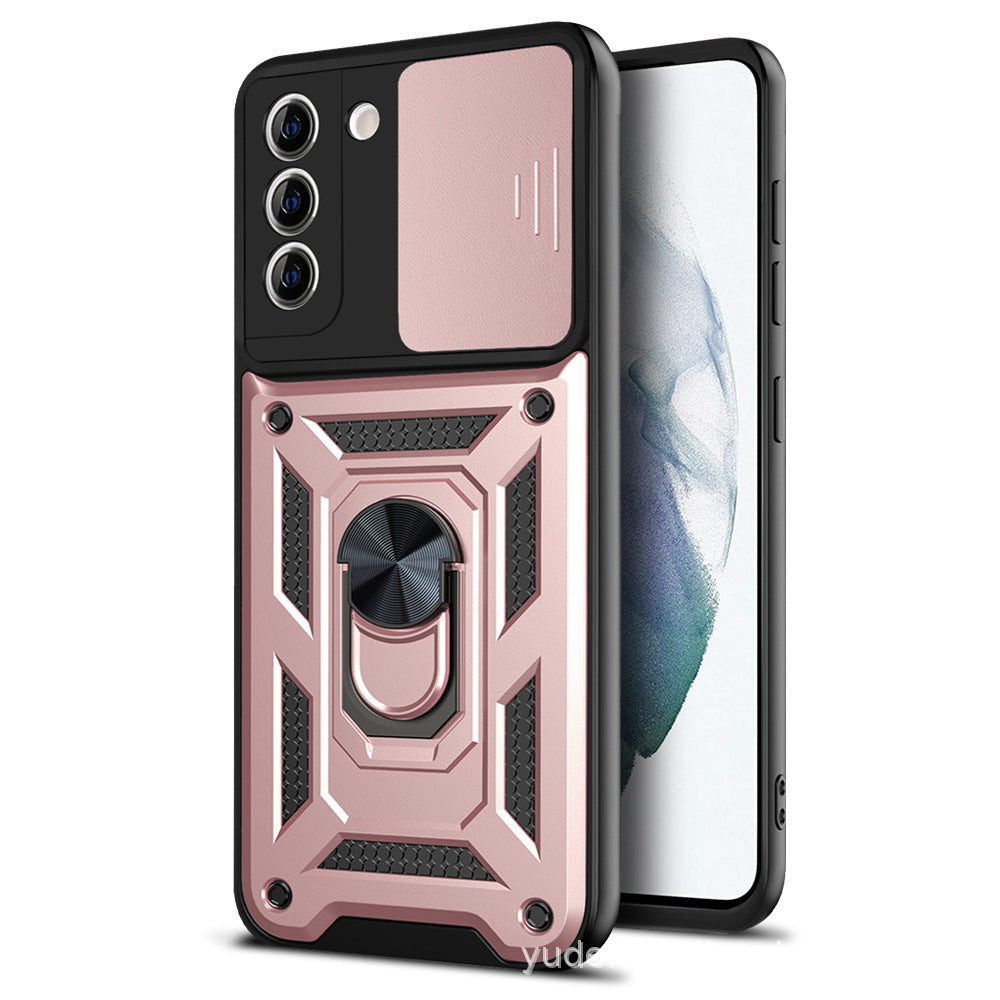 Coque de protection magnétique pour téléphone portable avec anneau de protection pour fenêtre