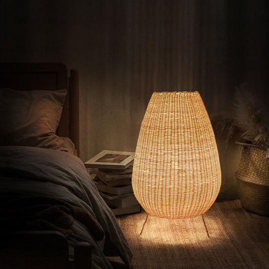 Lampadaire de style japonais en rotin pour salon et chambre à coucher - LUXARAH