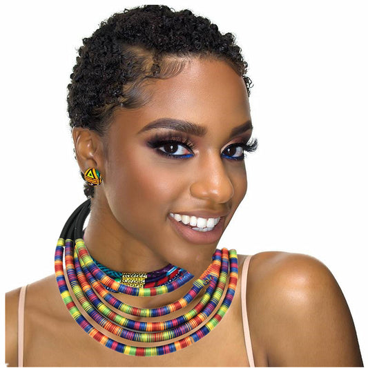 Ensembles de bijoux africains multicouches, colliers ras du cou, boucles d'oreilles