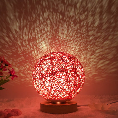Lampe de table créative en lin, nouveauté et unique, LED intelligente, télécommande, boule en rotin - LUXARAH