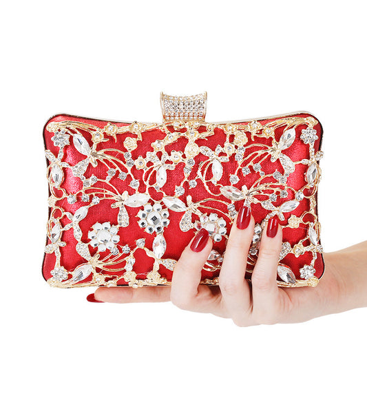 Pochette de dîner élégante en strass pour femmes, sac messager de marque de luxe avec chaîne - LUXARAH