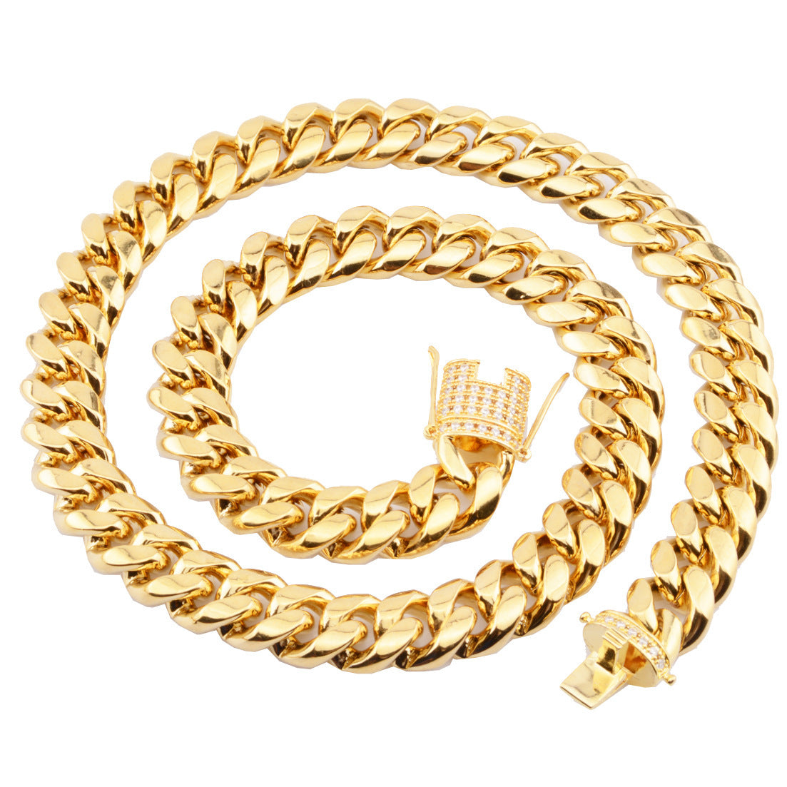 Colliers cubains Miami en acier inoxydable de 8 à 18 mm de large avec fermoir en zircon cubique, grande chaîne lourde pour hommes, bijoux Hip Hop Rock