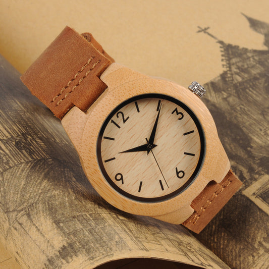 Ceinture en cuir pour montre en bambou - LUXARAH