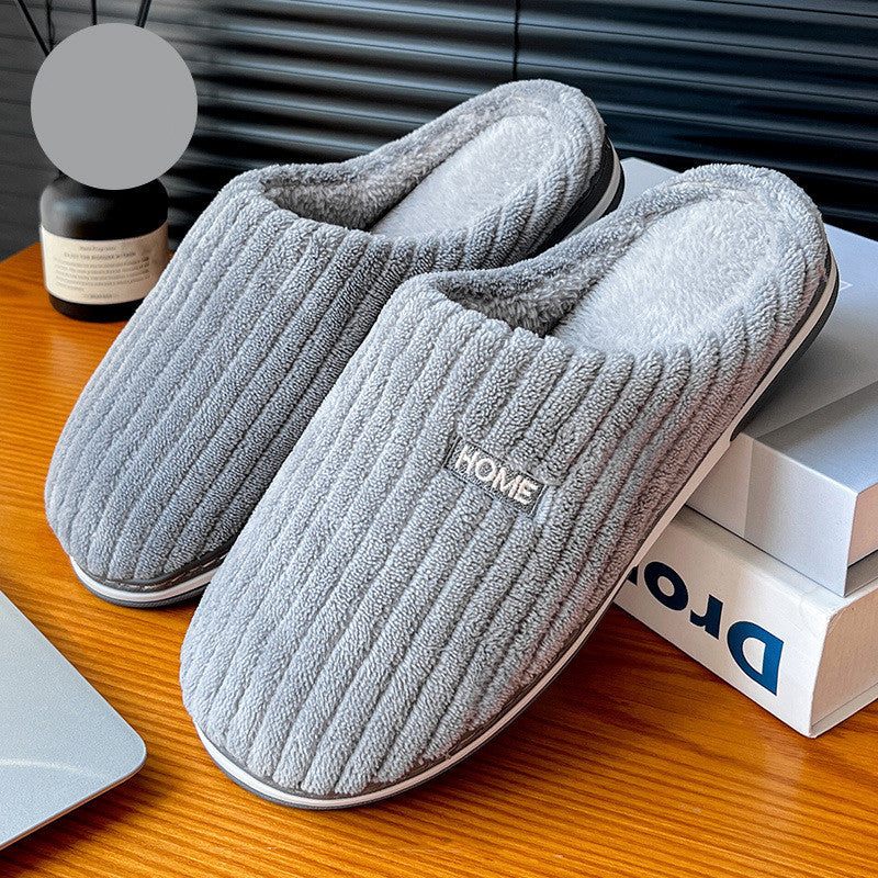 Chaussons d'hiver en coton, couleur unie, simples, antidérapants, chauds et en peluche, pour la maison, pour l'intérieur, pour couple et femmes - LUXARAH