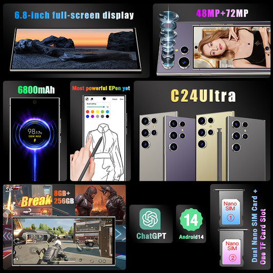 Téléphones portables S24 Ultra 5G débloqués avec stylet