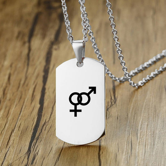 Collier en acier inoxydable avec inscription LGBT, symbole de la fierté gay, lesbienne et transgenre, pour hommes et femmes